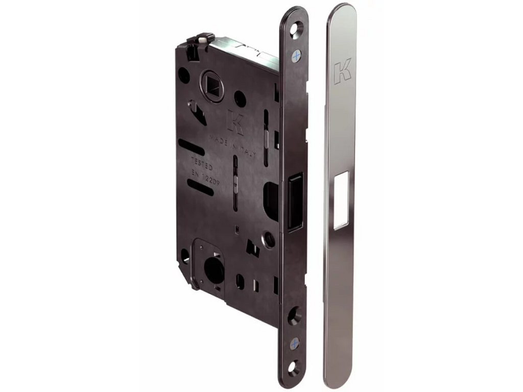 Serratura Mediana Spinoff Premium Magnetica WC Bordo Tondo mm.18x196 Cover Magnetica Interasse 96 Entrata 50 mm. | Koblenz - immagine 3